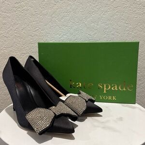 NWT Kate Spade Size 7 Women's Viena Black Satin Heels